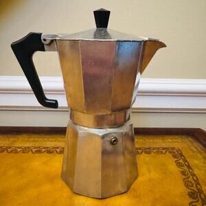 National Silver Italy Espresso Demitasse Stainless Steel Moka Coffee Maker